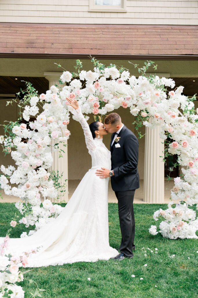 Newport Wedding Photographers | Rhode Island Photography By Caprio Captured Light And Airy | Wedding ceremony bride and groom kiss at the altar