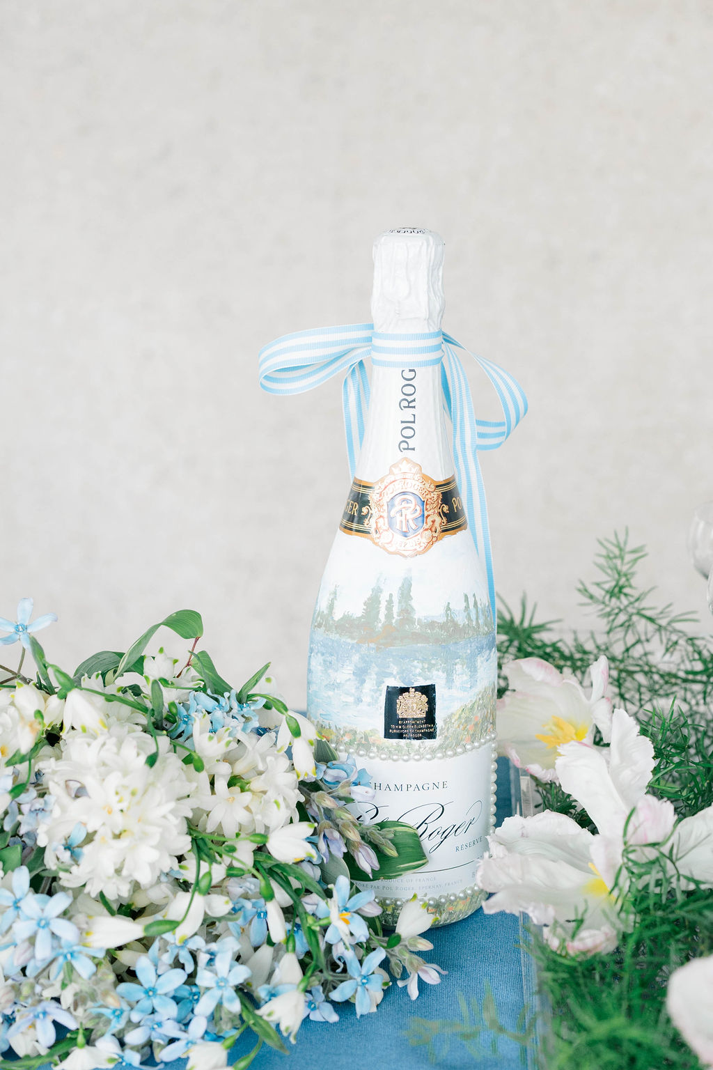 The Breakers Newport | Newport Photography By Caprio Captured Light And Airy | Dusty blue champagne bottle painting